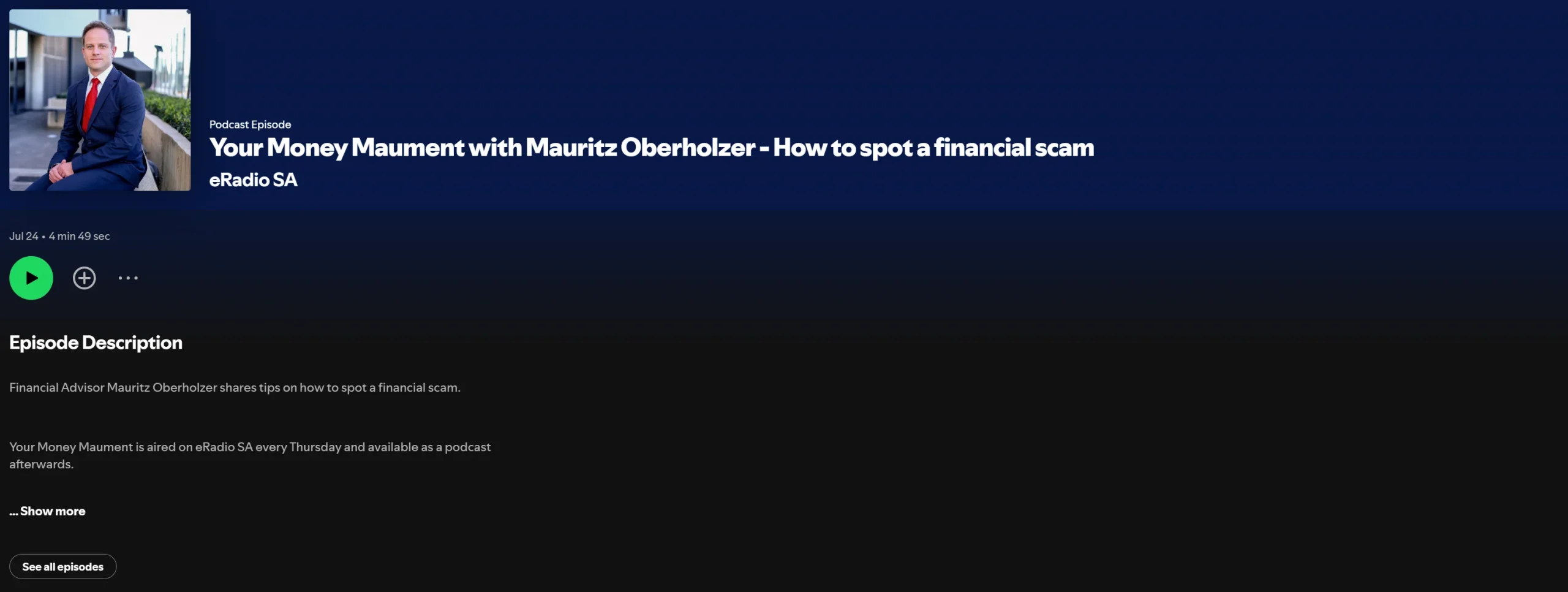Your Money Maument with Mauritz Oberholzer – How to spot a financial scam